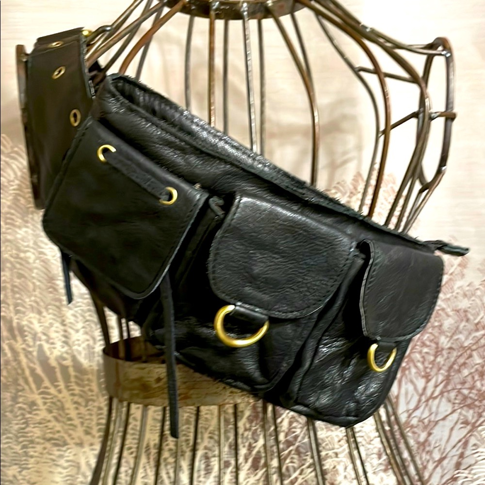 Fantastic New Multi-Use Black Leather Sling/Waist/Bum/Photographer UNISEX Bag